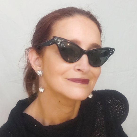 Vintage Silver & Rhinestone Ball Drop Art Deco Earrings - Picture 2 of 8